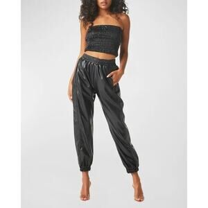 MISA Los Angeles Kasta Vegan Leather Jogger Pant - S Black